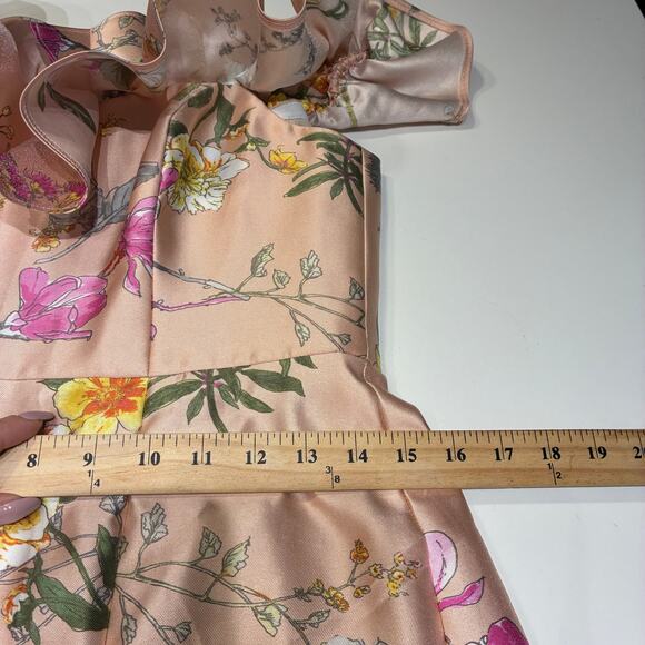 Alfred Sung Off the Shoulder Pink Satin Floral Trumpet Gown Medium - Picture 7 of 9